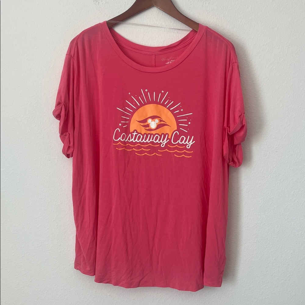 DISNEY Cruise Line Castaway Cay Pink Short Sleeve T-Shirt